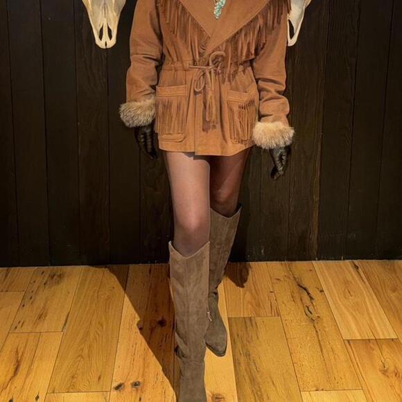 80s Vintage - Fringe Leather Jacket. Chestnut Brown. FORENZA. - Picture 7 of 7